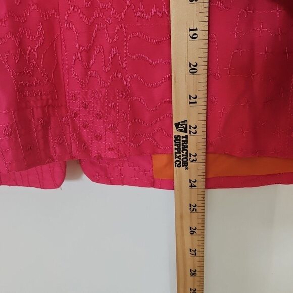 Coldwater Creek Women's Artsy Silk Collar Open‎ Boxy Pink Blazer Jacket Sz Med. - Picture 8 of 8
